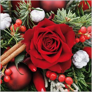 Stil Ubrousky 33 x 33 Vánoce - červená růže