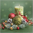 Stil Ubrousky 33 × 33 Vánoce - Zelené se svíčkou a ozdobami