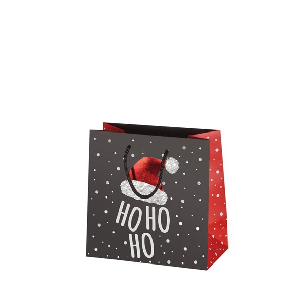 Levně Vánoční dárková taška 16,5 × 16,5 × 9 cm - HO HO HO