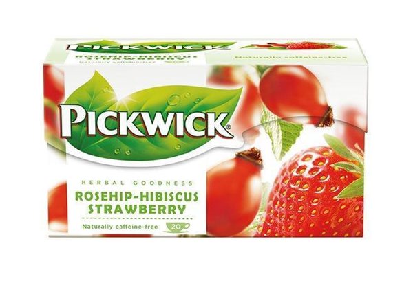 Levně Pickwick bylinný čaj 20 × 2,5 g - jahoda, šípek a ibišek