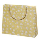 Vánoční dárková taška 36 × 31 × 10 cm - Zlatá s glitrovými hvězdami