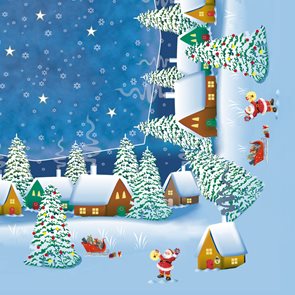 Vánoční ubrousky 33 x 33 cm, 20 ks - Zimní vesnice