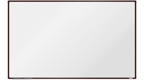 boardOK Bílá magnetická tabule s emailovým povrchem 200 × 120 cm, hnědý rám