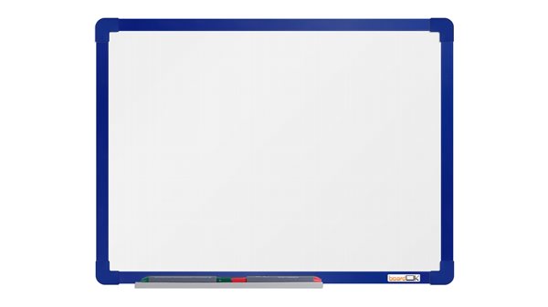 boardOK Bílá magnetická tabule s keramickým povrchem 60 × 45 cm, modrý rám