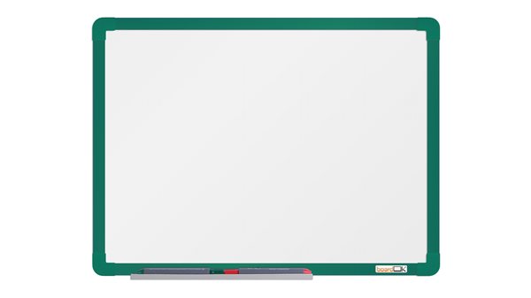 Levně boardOK Bílá magnetická tabule s keramickým povrchem 60 × 45 cm, zelený rám