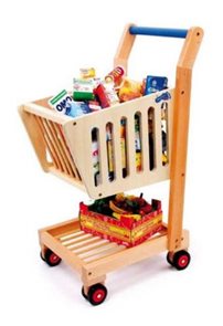 Dětský dřevěný nákupní vozík