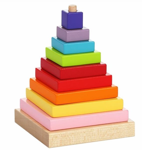 Levně Barevná pyramida - dřevěná skládačka 9 dílů