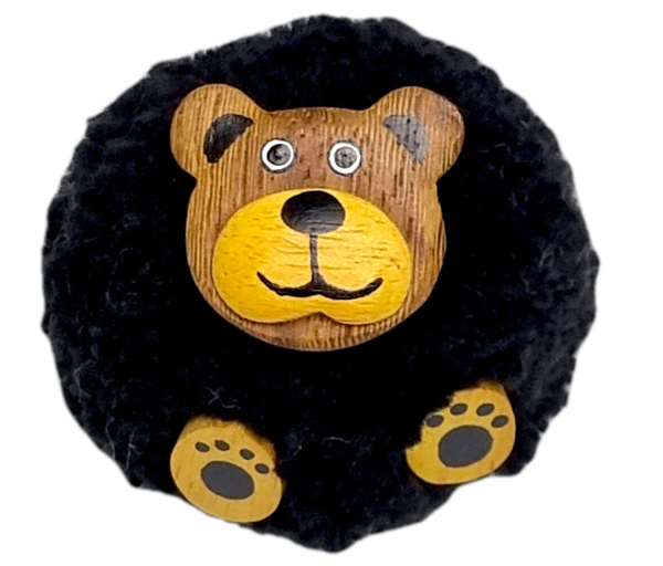 Dřevěná magnetka velká - pompon Medvěd