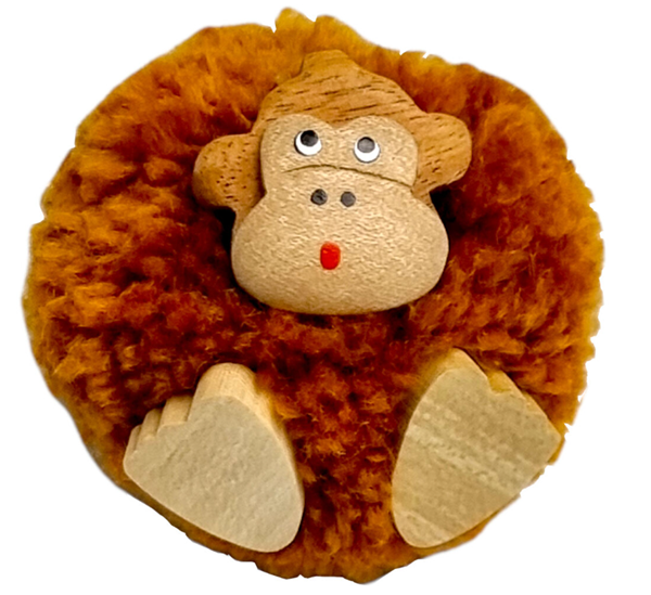 Dřevěná magnetka velká - pompon Opice