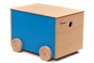 Dřevěný box na kolečkách - modrý