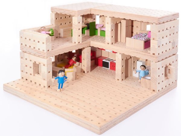 Dřevěná stavebnice Buko - Patrový dům, 302 dílů