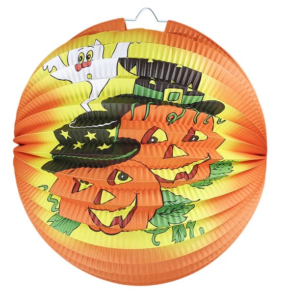 Lampion Halloween Koule oranžový, 25 cm