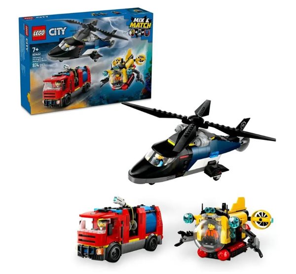 LEGO® City 60462 Remix - Helikoptéra, hasičský vůz a ponorka