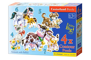 Puzzle sada 4v1- Domácí zvířata- sada 4,5,6 a 7 dílků