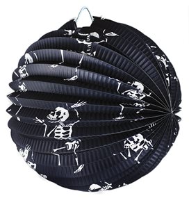 Lampion Halloween koule černý - kostlivci - 25 cm