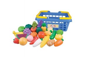 Nákupní košík ovoce/zelenina 25ks plast, 28x13x22cm v síťce