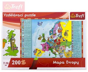Vzdělávací puzzle mapa Evropy 200 dílků 60x40cm