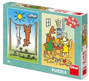 Puzzle Pejsek a Kočička 2x48 dílků, velikost obrázku 18x26cm