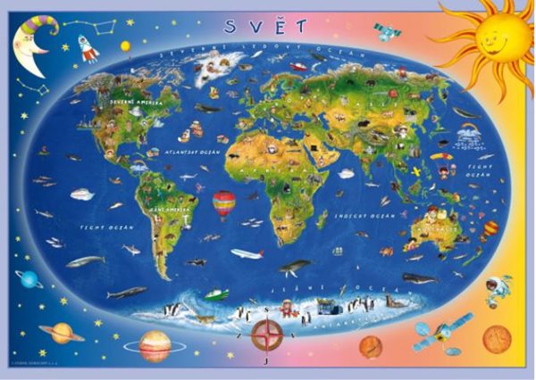 Puzzle dětská mapa světa, 100 XL dílků