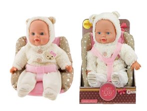 Panenka miminko v zimním oblečku měkké tělo v sedačce 30cm