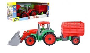 Auto Truxx traktor nakladač s přívěsem na seno s figurkou