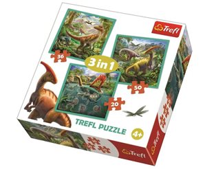Puzzle Neobyčejný svět dinosaurů 3 v 1 (20,36,50 dílků)