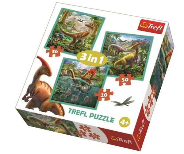 Levně Puzzle Neobyčejný svět dinosaurů 3 v 1 (20,36,50 dílků)