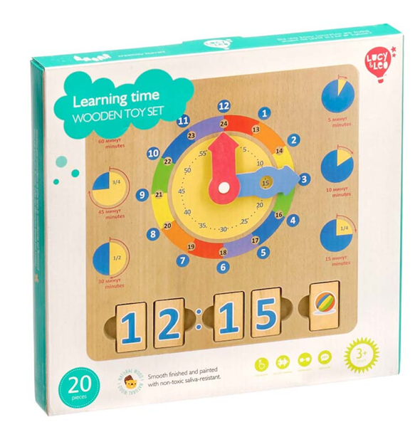 Levně Učíme se hodiny – dřevěná naučná hrací deska