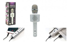 Mikrofon karaoke - Bluetooth stříbrný na baterie s USB kabelem