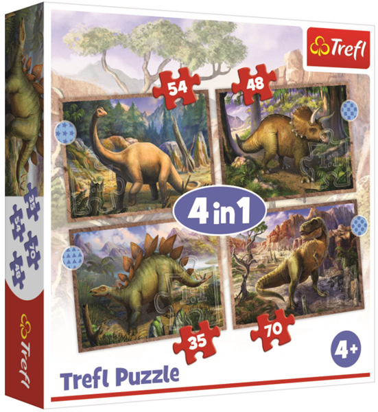 Levně Puzzle Zajímaví dinosauři 4 v 1