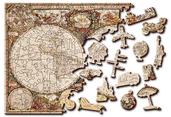 Levně Dřevěné puzzle Antická mapa světa 2 v 1, 150 dílků EKO