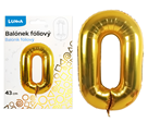 Balónek fóliový nafukovací číslo 0, zlatý 43 cm