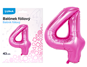 Bal&#243;nek f&#243;liov&#253; nafukovac&#237; č&#237;slo 4, růžov&#253; 43 cm
