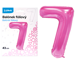 Bal&#243;nek f&#243;liov&#253; nafukovac&#237; č&#237;slo 7, růžov&#253; 43 cm
