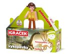 Igráček Paleontoložka - figurka s vykopávkami dinosaurů Parasaurolophuse a Diplodocuse