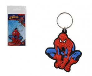 Př&#237;věsek na kl&#237;če/ Kl&#237;čenka Spiderman sed&#237;c&#237; gumov&#253; 6cm v s&#225;čku