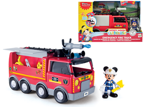 Mickey Mouse hasičské vozidlo 24cm na baterie se světlem a zvukem + kloubová figurka