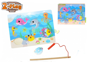 Hra ryby dřevěná magnetická 2-Play 30x22,5cm 12m+