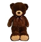 Medvěd plyšový tmavě hnědý s mašlí, 90 cm