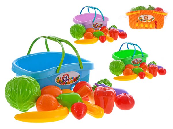 Ovoce a zelenina v košíku, mix barev