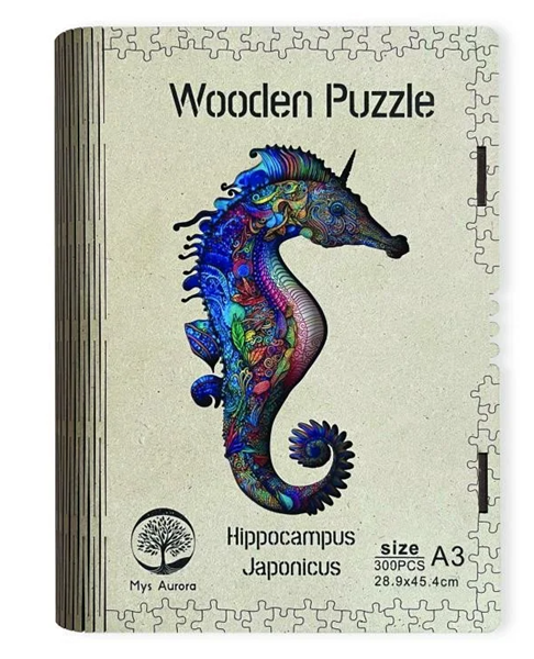 Dřevěné puzzle WOODEN mořský koník - 300 dílků, Sleva 100%