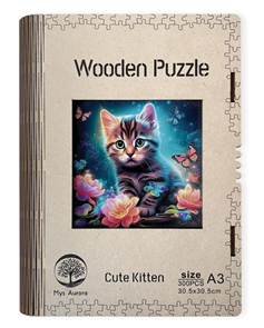 Dřevěné puzzle WOODEN kotě - 300 dílků