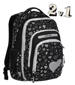 Studentský batoh Explore 2v1 BAR Black Hearts