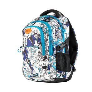Studentský batoh tříkomorový Easy - modro-bílý