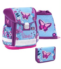 Školní set Belmil - Jeans Butterfly (aktovka + penál + sáček)