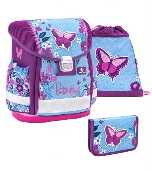 Školní set Belmil - Jeans Butterfly (aktovka + penál + sáček)