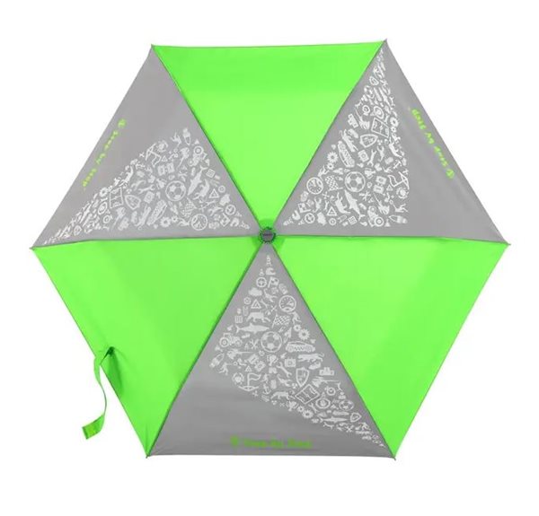 Dětský skládací deštník s reflexními obrázky, Neon Green