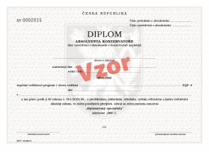 Diplom absolventa konzervatoře pro tisk QR kódu
