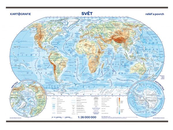 Levně Svět – reliéf a povrch – školní nástěnná mapa