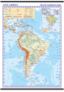 Jižní Amerika -školní- obecně zeměpisná - nástěnná mapa - 1:10 000 000